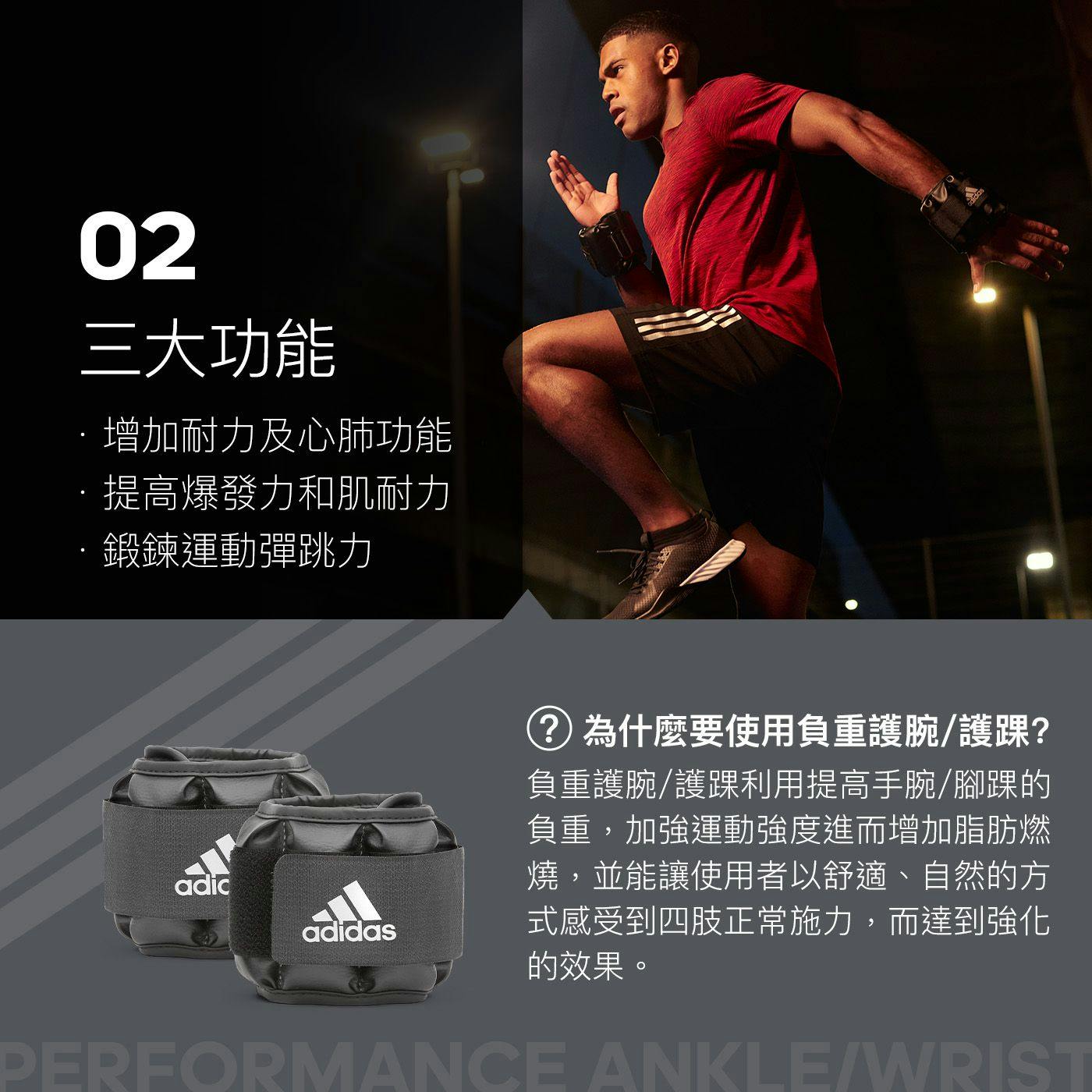 【Adidas 愛迪達】可調式負重護腕/護踝-0.5kg