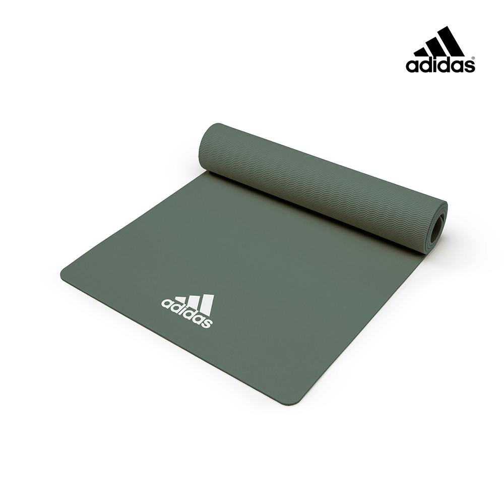 【Adidas 愛迪達】輕量波紋瑜珈墊-8mm(草原綠)